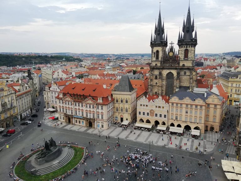 Praga dall'alto della torre dell'Old Town Hall