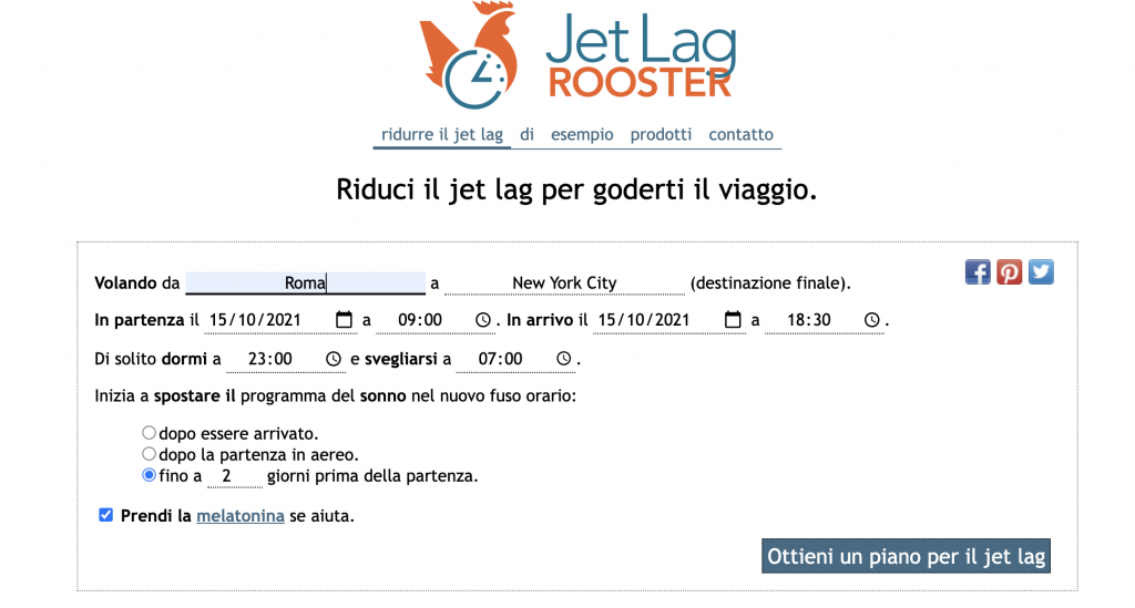 Sito web Jet lag rooster - Come superare il jet lag