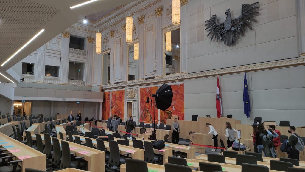 Parlamento all'interno dell'Hofburg di Vienna aperto durate la festa nazione in Austria