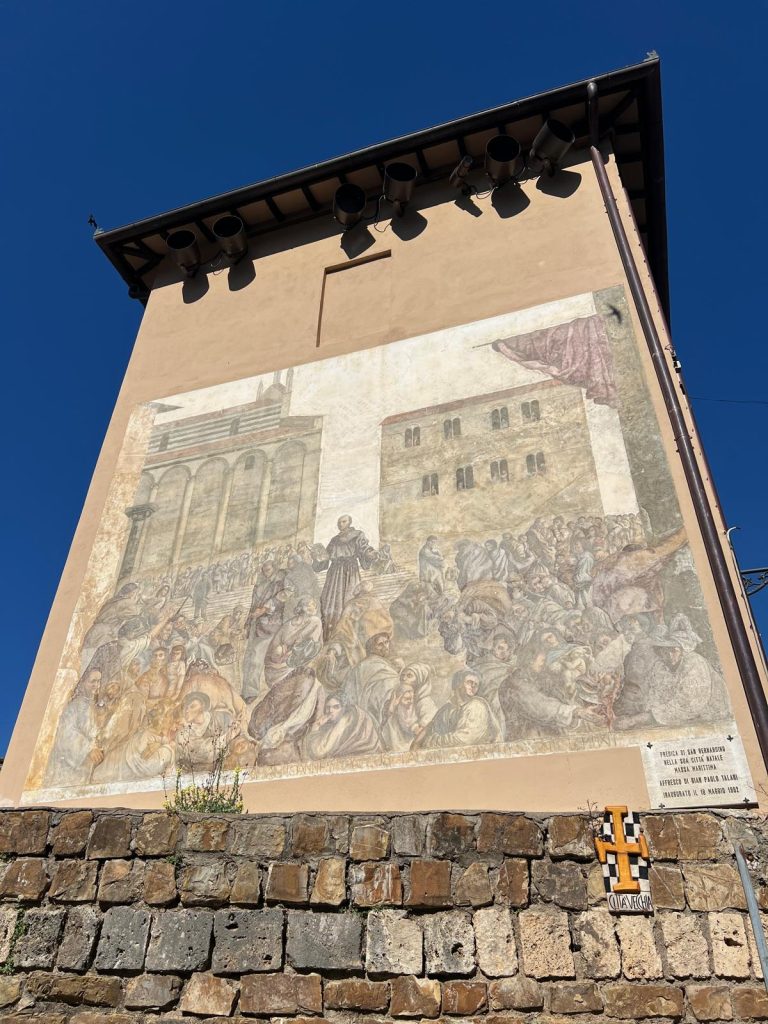 Affresco la Predica di San Bernardino Massa Marittima Palazzo Vescovile